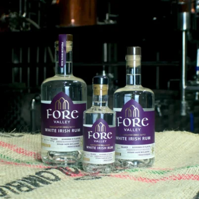 Fore Valley White Irish Rum in multiple bottle sizes