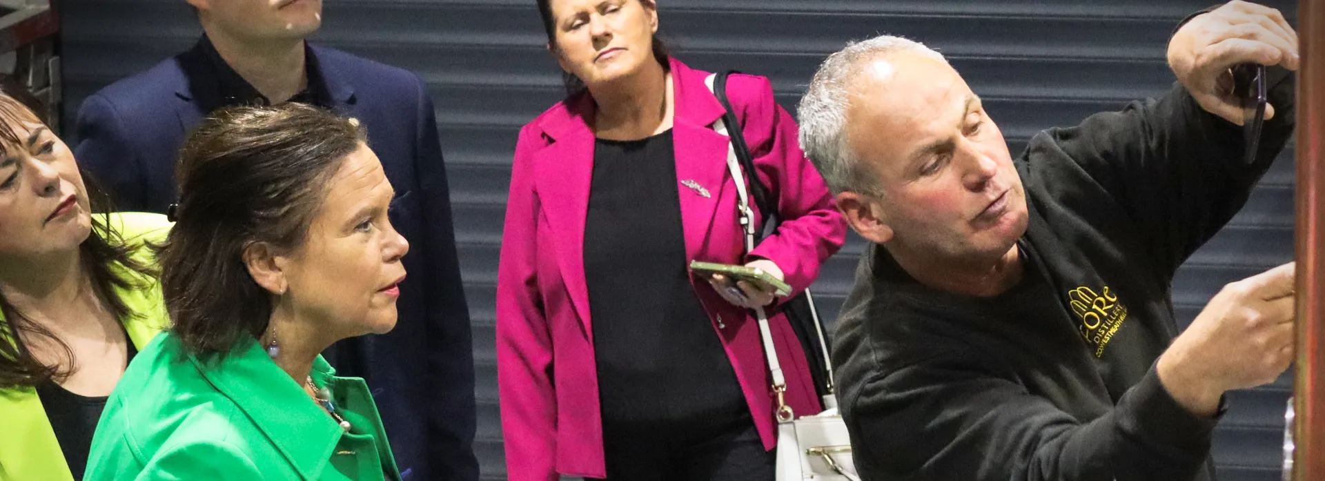Mary Lou McDonald and team during Fore Distillery Tour